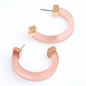 NWT Pink Acrylic Hoop Earrings with Gold Accents